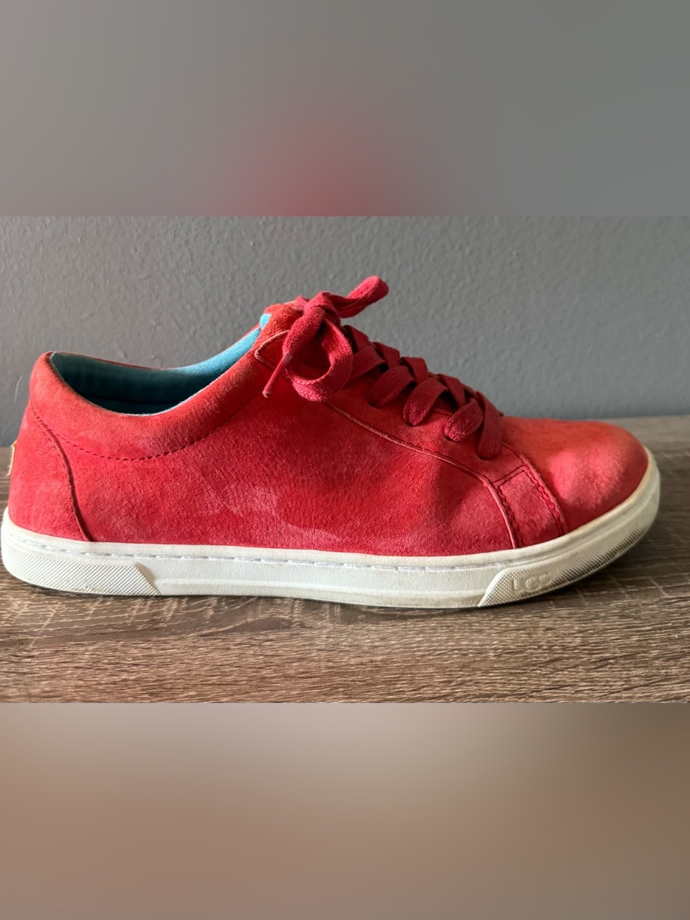 UGG Red Suede Casual Lace-Up Sneakers - Picture 2 of 5